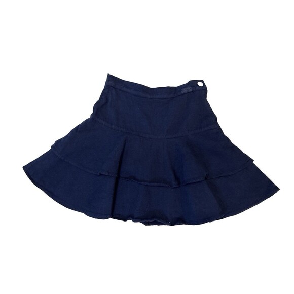 Guess Girls Navy Ruffle Skirt S 12 Made in USA Y2K Vintage Style 100% Cotton - Picture 1 of 5